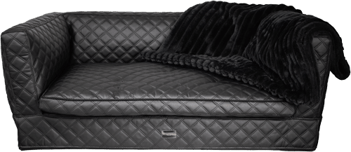 Quilted black Luxury dog sofa handcrafted by Anteprima in Italy